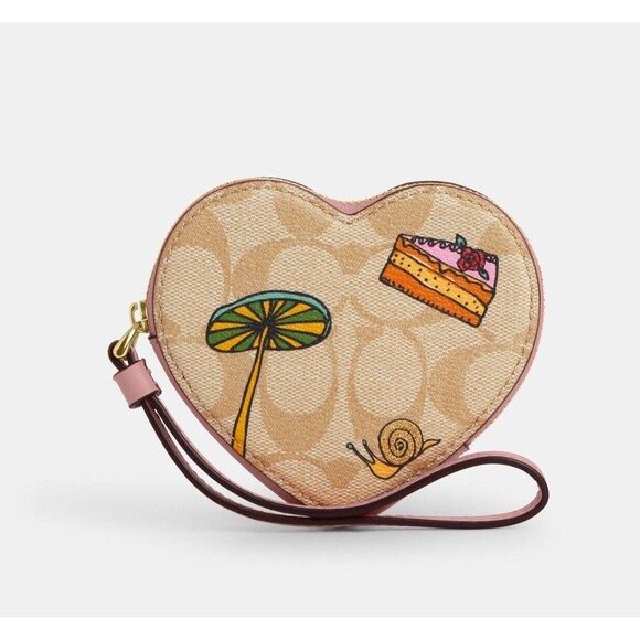 Coach Observed By Us Heart Coin Case In Signature Canvas Limited Edition - Picture 1 of 12